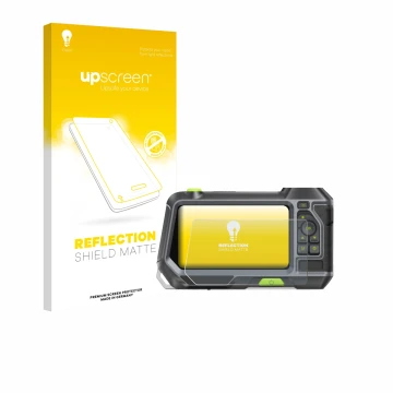 Vorderseite einer Produktverpackung mit dem Markenlogo upscreen. Daneben ist das Gerät Teslong NTS500 mit dem zugehörigen Disp