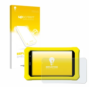 Vorderseite einer Produktverpackung mit dem Markenlogo upscreen. Daneben ist das Gerät Clementoni Clempad 8
