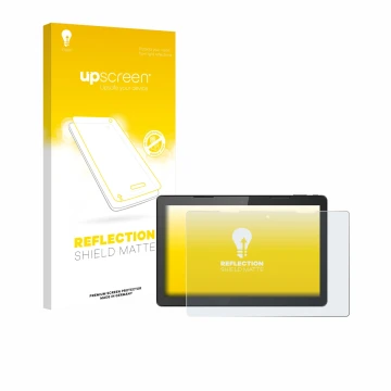 Vorderseite einer Produktverpackung mit dem Markenlogo upscreen. Daneben ist das Gerät Hannspree Pad 13.3