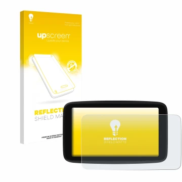 Vorderseite einer Produktverpackung mit dem Markenlogo upscreen. Daneben ist das Gerät TomTom GO Classic 6