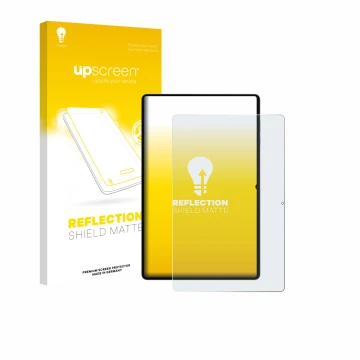 Vorderseite einer Produktverpackung mit dem Markenlogo upscreen. Daneben ist das Gerät Samsung Galaxy Tab S11 Ultra (Hochforma