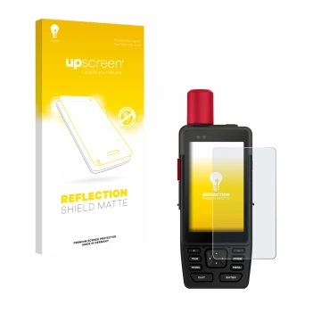 Vorderseite einer Produktverpackung mit dem Markenlogo upscreen. Daneben ist das Gerät Garmin GPSMAP H1i Plus mit dem zugehöri