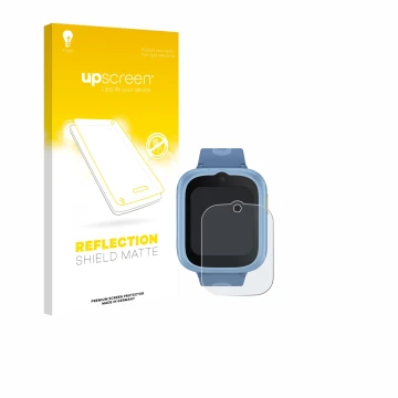 Vorderseite einer Produktverpackung mit dem Markenlogo upscreen. Daneben ist das Gerät TCL Movetime MT48 mit dem zugehörigen D