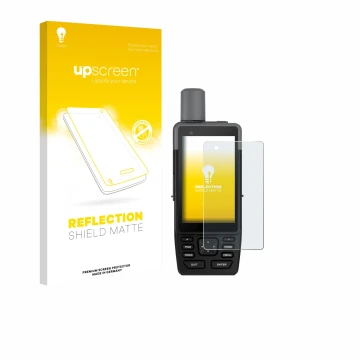 Vorderseite einer Produktverpackung mit dem Markenlogo upscreen. Daneben ist das Gerät Garmin GPSMAP H1 mit dem zugehörigen Di