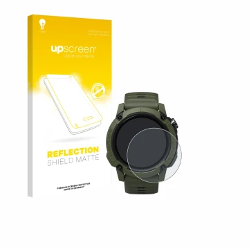 Vorderseite einer Produktverpackung mit dem Markenlogo upscreen. Daneben ist das Gerät Coros NOMAD mit dem zugehörigen Display