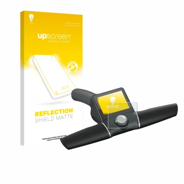 Vorderseite einer Produktverpackung mit dem Markenlogo upscreen. Daneben ist das Gerät Motocaddy M7 GPS Remote mit dem zugehör