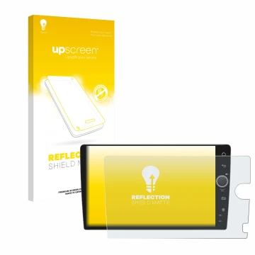 Vorderseite einer Produktverpackung mit dem Markenlogo upscreen. Daneben ist das Gerät Joying Car Radio 9