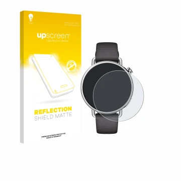Vorderseite einer Produktverpackung mit dem Markenlogo upscreen. Daneben ist das Gerät Xiaomi Watch S4 (41 mm) mit dem zugehör