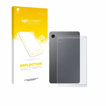 Vorderseite einer Produktverpackung mit dem Markenlogo upscreen. Daneben ist das Gerät Samsung Galaxy Tab A11 8.7