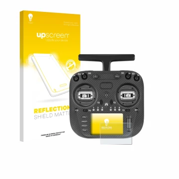 Vorderseite einer Produktverpackung mit dem Markenlogo upscreen. Daneben ist das Gerät Radiomaster TX15 Max mit dem zugehörige