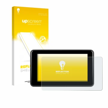 Vorderseite einer Produktverpackung mit dem Markenlogo upscreen. Daneben ist das Gerät Vechtel Motorrad Carplay 5