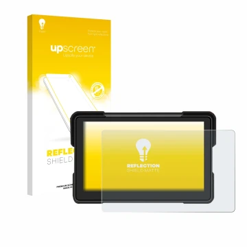 Vorderseite einer Produktverpackung mit dem Markenlogo upscreen. Daneben ist das Gerät Airpuxem Motorrad Carplay 7