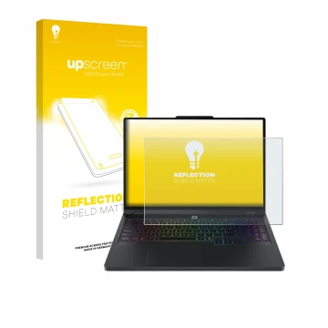 Vorderseite einer Produktverpackung mit dem Markenlogo upscreen. Daneben ist das Gerät Lenovo Legion Pro 5 Gen 10 16