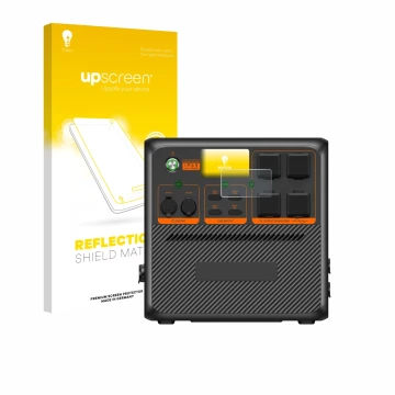 Vorderseite einer Produktverpackung mit dem Markenlogo upscreen. Daneben ist das Gerät Bluetti AC240P mit dem zugehörigen Disp