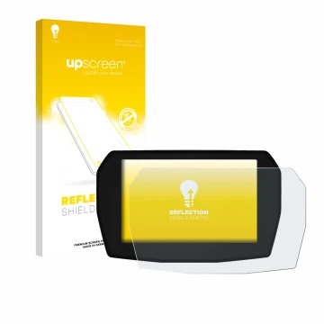 Vorderseite einer Produktverpackung mit dem Markenlogo upscreen. Daneben ist das Gerät Ducati Panigale V2 2025 mit dem zugehör