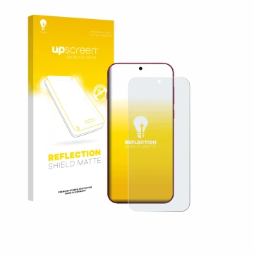 Vorderseite einer Produktverpackung mit dem Markenlogo upscreen. Daneben ist das Gerät Oppo Find X9 mit dem zugehörigen Displa