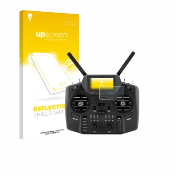 Vorderseite einer Produktverpackung mit dem Markenlogo upscreen. Daneben ist das Gerät Radiomaster GX12 mit dem zugehörigen Di