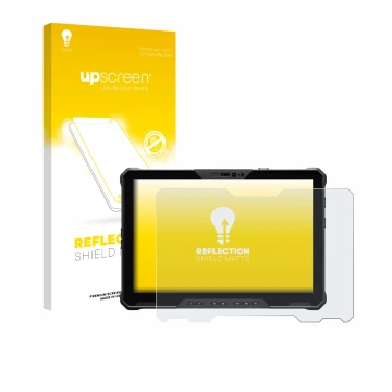 Vorderseite einer Produktverpackung mit dem Markenlogo upscreen. Daneben ist das Gerät Dell Pro Rugged 12 RA02260 mit dem zuge