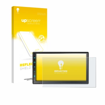 Vorderseite einer Produktverpackung mit dem Markenlogo upscreen. Daneben ist das Gerät Atoto F7 WE F7G2B7WE 7