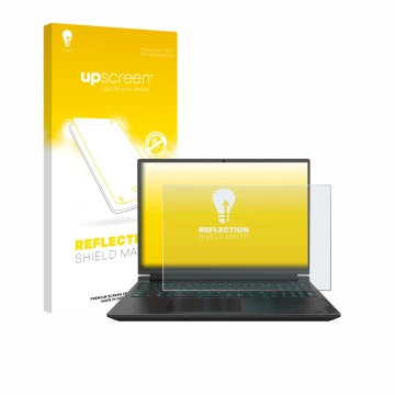Vorderseite einer Produktverpackung mit dem Markenlogo upscreen. Daneben ist das Gerät Gigabyte G6X mit dem zugehörigen Displa