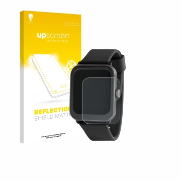 Vorderseite einer Produktverpackung mit dem Markenlogo upscreen. Daneben ist das Gerät Sector Smartwatch S-08 mit dem zugehöri