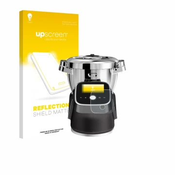 Vorderseite einer Produktverpackung mit dem Markenlogo upscreen. Daneben ist das Gerät Moulinex i-Companion Touch Pro mit dem 