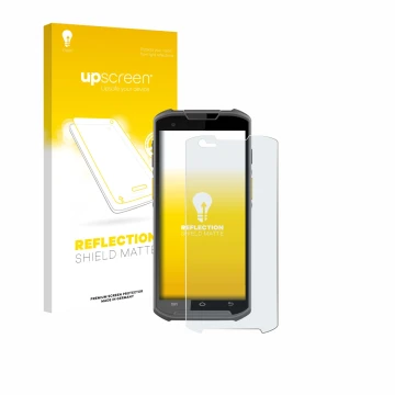 Vorderseite einer Produktverpackung mit dem Markenlogo upscreen. Daneben ist das Gerät Newland MT93 mit dem zugehörigen Displa