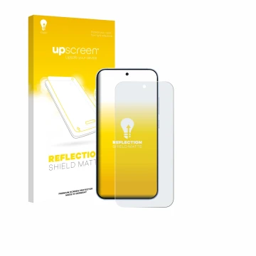 Vorderseite einer Produktverpackung mit dem Markenlogo upscreen. Daneben ist das Gerät Oppo Reno 15 mit dem zugehörigen Displa