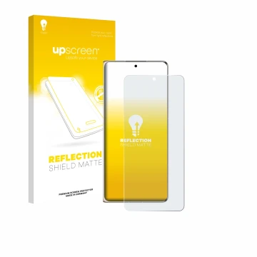 Vorderseite einer Produktverpackung mit dem Markenlogo upscreen. Daneben ist das Gerät Huawei Mate X7 mit dem zugehörigen Disp