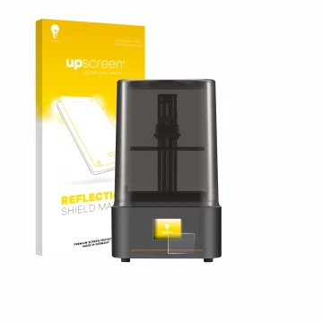 Vorderseite einer Produktverpackung mit dem Markenlogo upscreen. Daneben ist das Gerät Anycubic Photon Mono 4 mit dem zugehöri