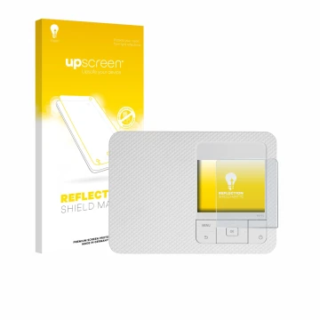 Vorderseite einer Produktverpackung mit dem Markenlogo upscreen. Daneben ist das Gerät Canon Selphy CP1500 Mini mit dem zugehö