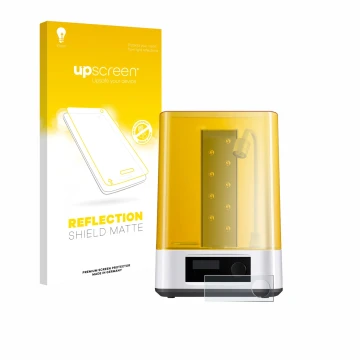 Vorderseite einer Produktverpackung mit dem Markenlogo upscreen. Daneben ist das Gerät Anycubic Wash & Cure 3 mit dem zugehöri