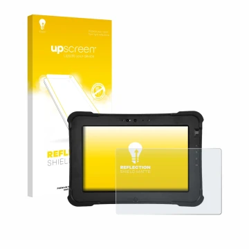 Vorderseite einer Produktverpackung mit dem Markenlogo upscreen. Daneben ist das Gerät Zebra XSlate L10ax mit dem zugehörigen 