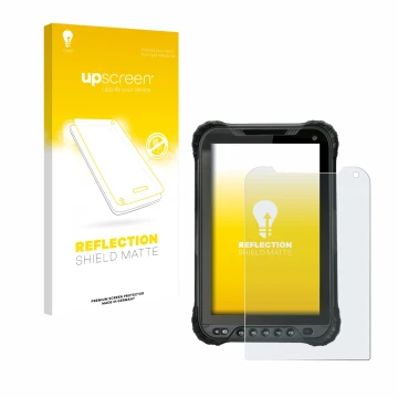 Vorderseite einer Produktverpackung mit dem Markenlogo upscreen. Daneben ist das Gerät Unitech TB85 Plus mit dem zugehörigen D