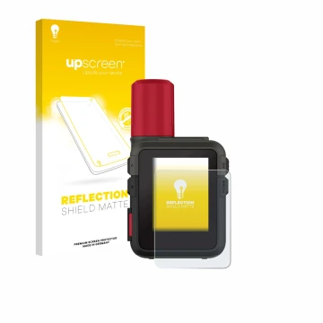 Vorderseite einer Produktverpackung mit dem Markenlogo upscreen. Daneben ist das Gerät Garmin inReach Mini 3 Plus mit dem zuge