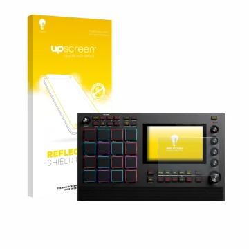 Vorderseite einer Produktverpackung mit dem Markenlogo upscreen. Daneben ist das Gerät Akai MPC Live III mit dem zugehörigen D