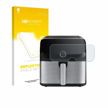 Vorderseite einer Produktverpackung mit dem Markenlogo upscreen. Daneben ist das Gerät Tefal Easy Fry Mega mit dem zugehörigen