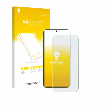 Vorderseite einer Produktverpackung mit dem Markenlogo upscreen. Daneben ist das Gerät Vivo S50 mit dem zugehörigen Displaysch