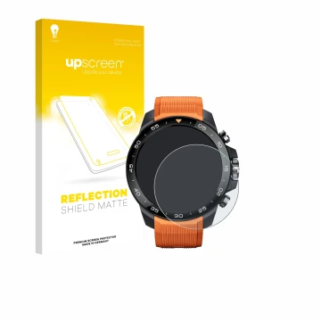 Vorderseite einer Produktverpackung mit dem Markenlogo upscreen. Daneben ist das Gerät Xiaomi Mibro GS Explorer S mit dem zuge