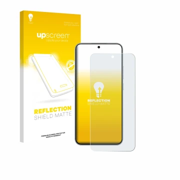 Vorderseite einer Produktverpackung mit dem Markenlogo upscreen. Daneben ist das Gerät Oppo A6 Pro mit dem zugehörigen Display