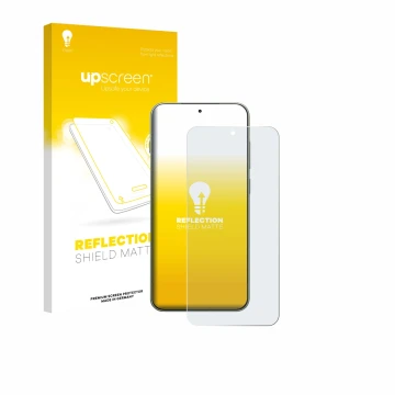 Vorderseite einer Produktverpackung mit dem Markenlogo upscreen. Daneben ist das Gerät OnePlus 13T mit dem zugehörigen Display