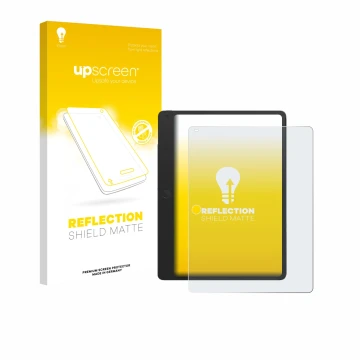 Vorderseite einer Produktverpackung mit dem Markenlogo upscreen. Daneben ist das Gerät TCL Note A1 mit dem zugehörigen Display