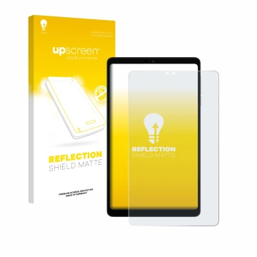 Vorderseite einer Produktverpackung mit dem Markenlogo upscreen. Daneben ist das Gerät Alldocube iPlay 60 mini mit dem zugehör