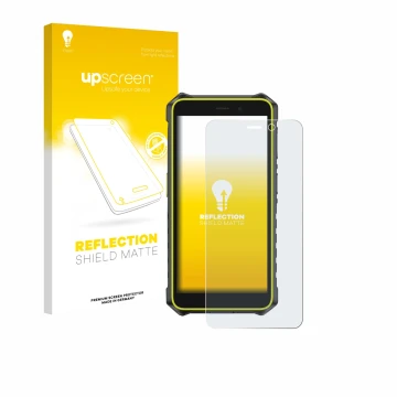 Vorderseite einer Produktverpackung mit dem Markenlogo upscreen. Daneben ist das Gerät Ulefone RugKing 2 Pro mit dem zugehörig