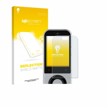 Vorderseite einer Produktverpackung mit dem Markenlogo upscreen. Daneben ist das Gerät Sofabaton X2 mit dem zugehörigen Displa