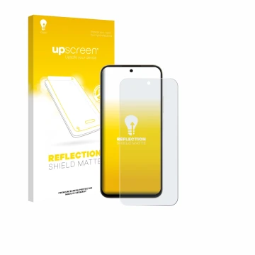 Vorderseite einer Produktverpackung mit dem Markenlogo upscreen. Daneben ist das Gerät Oppo A6t Pro mit dem zugehörigen Displa