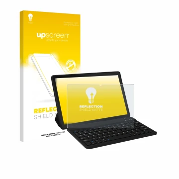 Vorderseite einer Produktverpackung mit dem Markenlogo upscreen. Daneben ist das Gerät Laptok YXPA7LBK 11