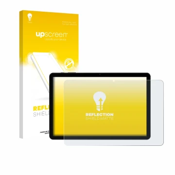 Vorderseite einer Produktverpackung mit dem Markenlogo upscreen. Daneben ist das Gerät Doogee Tab G5 mit dem zugehörigen Displ