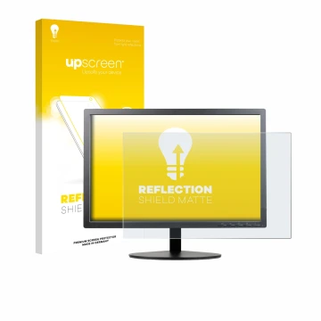 Vorderseite einer Produktverpackung mit dem Markenlogo upscreen. Daneben ist das Gerät Lenovo ThinkVision T2054p mit dem zugeh