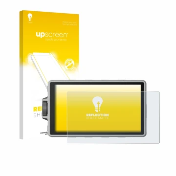 Vorderseite einer Produktverpackung mit dem Markenlogo upscreen. Daneben ist das Gerät DJI Ronin 4D mit dem zugehörigen Displa